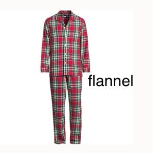 LANDSEND Men's 2 Piece 100% Cotton Flannel Pajama Set, Shirt and Pants